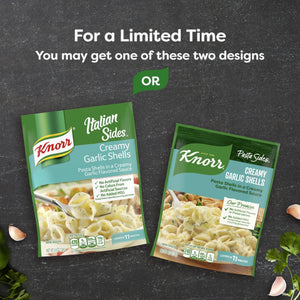 (4 pack ) Knorr No Artificial Flavors Creamy Garlic Spiral Pasta Cooks in 8 Minutes , 4.4 Oz Regular Pouch