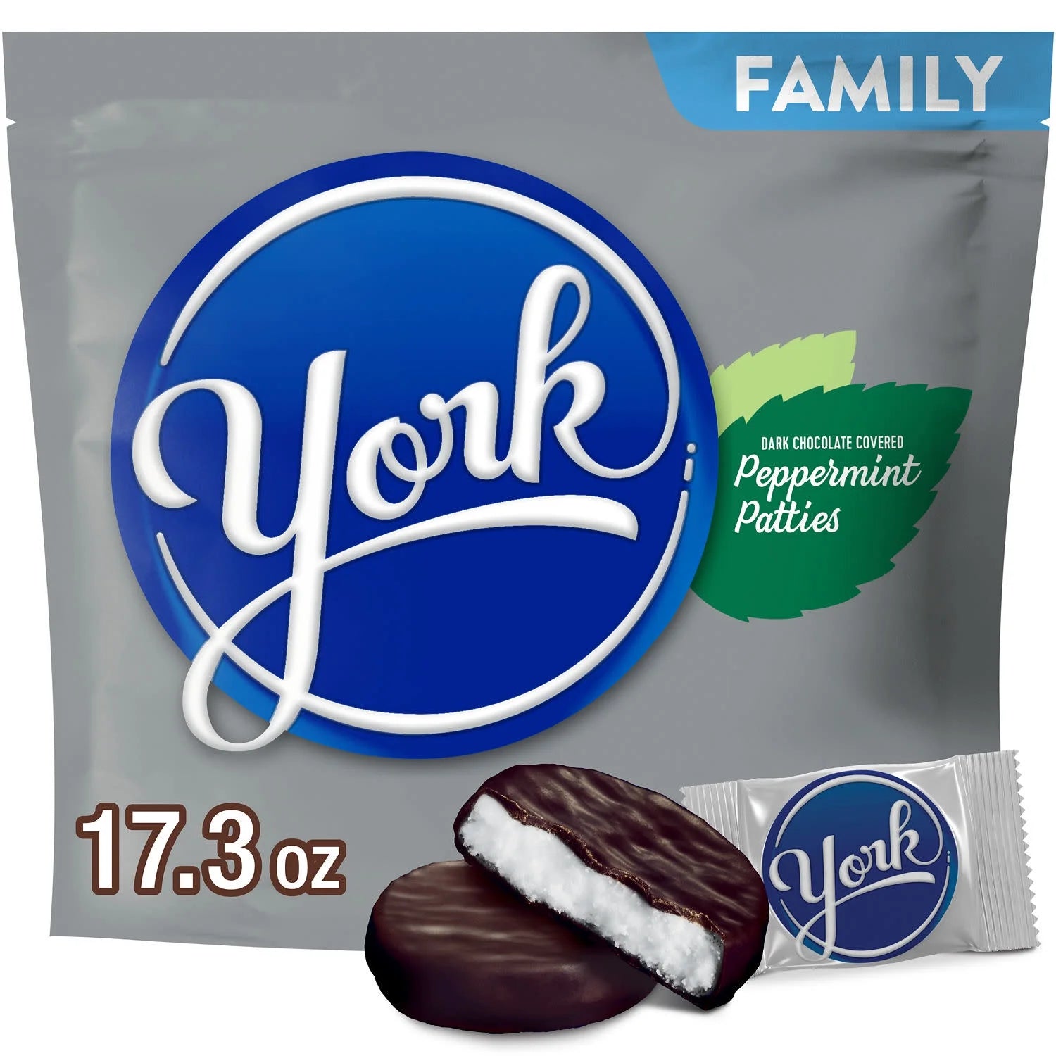 York Dark Chocolate Peppermint Patties Candy, Family Pack 17.3 Oz