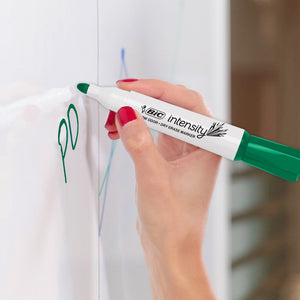 BIC Intensity Low Odor Dry Erase Marker, 12 Pack, Chisel Tip, Green, Non-Toxic
