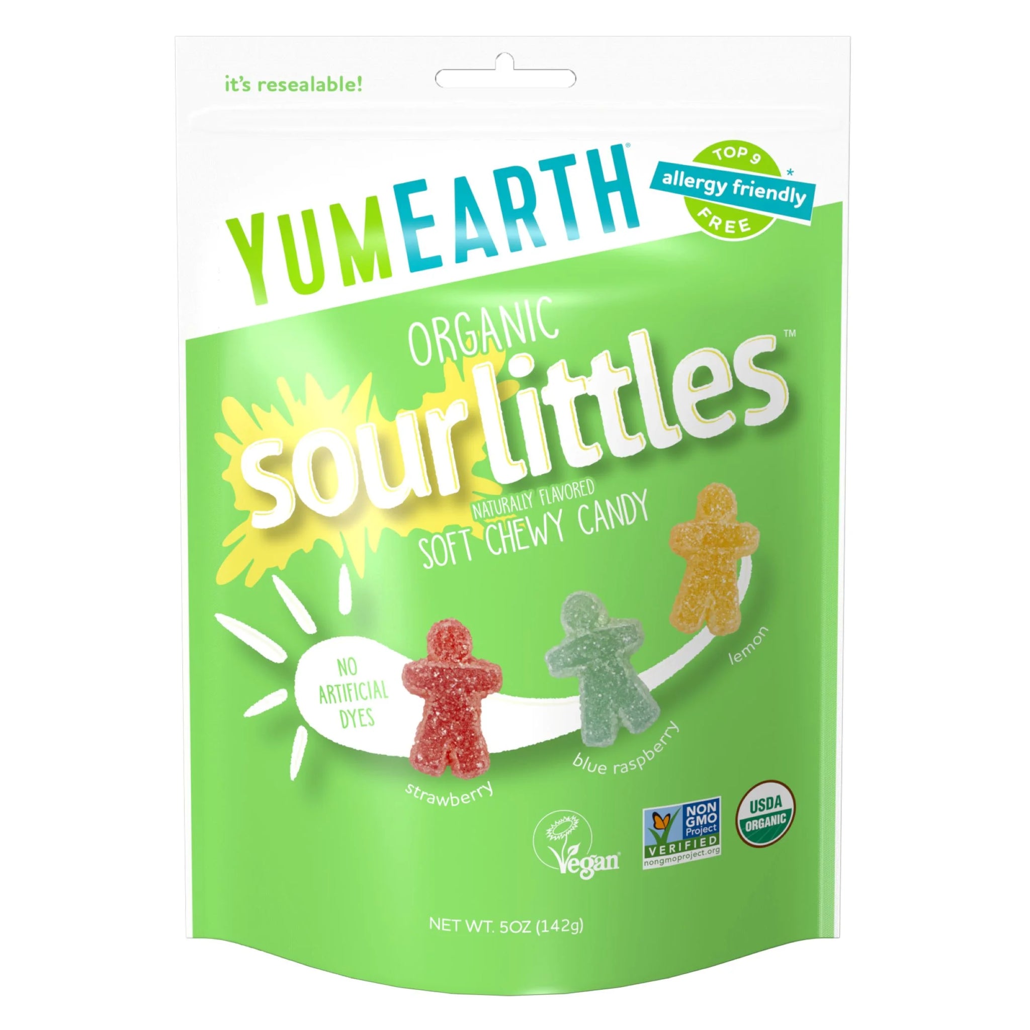 Yumearth Sour Littles, Assorted Flavors Sour Chew Candy, Gluten Free, Shelf-Stable, 5 Oz Bag