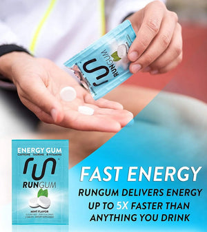 Run Gum Mint Energy Gum 50Mg Caffeine Taurine & B-Vitamins per Piece, 2 Pieces