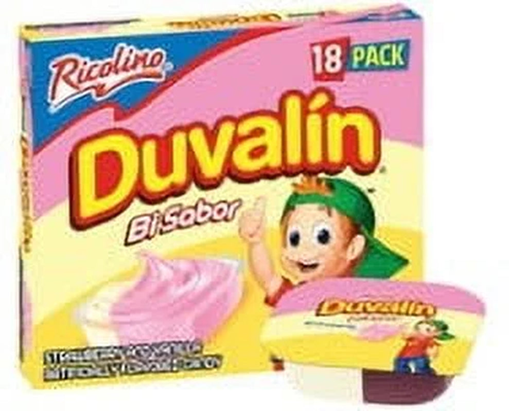 Ricolino Duvalin Strawberry and Vanilla Candy Spread, 9.36 Oz, 18 Count Box