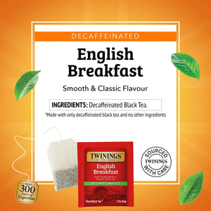 Twinings English Breakfast Decaffeinated Pure Black Tea Bags, 20 Count Box