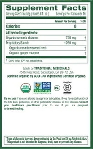 Traditional Medicinals, Organic Turmeric with Meadowsweet & Ginger Herbal Tea Bags, 16 Count