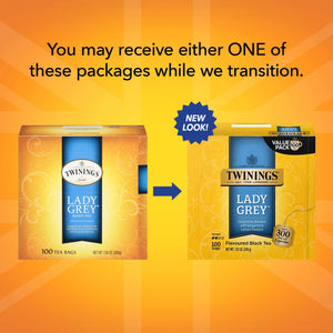 Twinings Lady Grey Citrus Black Tea Bags, 100 Count Box