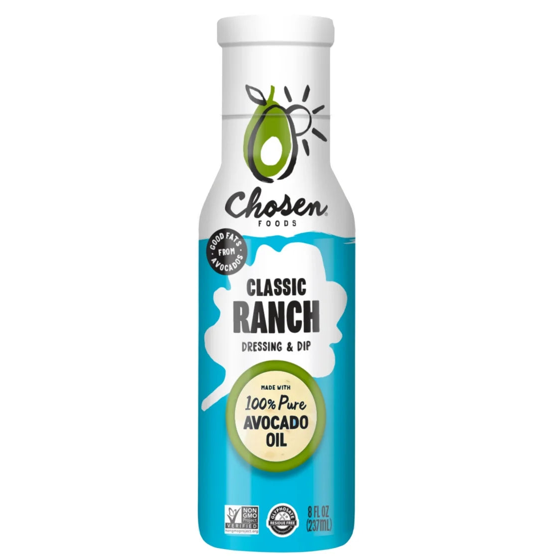 Chosen Foods Classic Ranch Dressing and Dip Made with 100% Pure Avocado Oil 8 Fl Oz