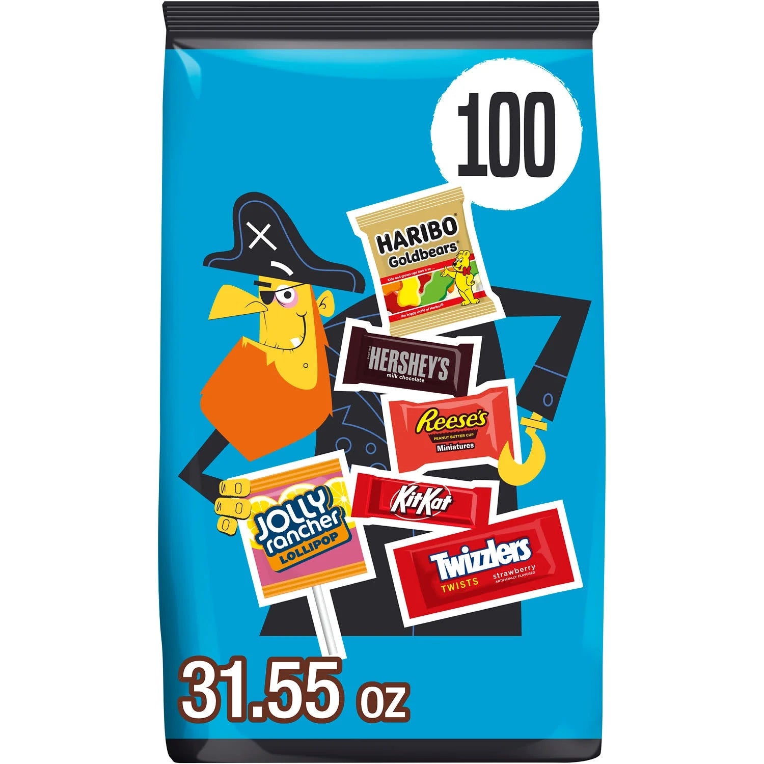 Hershey Miniatures Assorted Flavored Halloween Candy, Bulk Bag 31.55 Oz, 100 Pieces