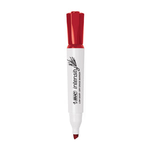 BIC Intensity Low Odor Dry Erase Marker, 12 Pack, Chisel Tip, Red, Non-Toxic