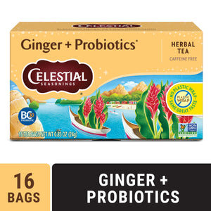 Celestial Seasonings Ginger Probiotics Caffeine-Free Herbal Tea Bags (16 Count)