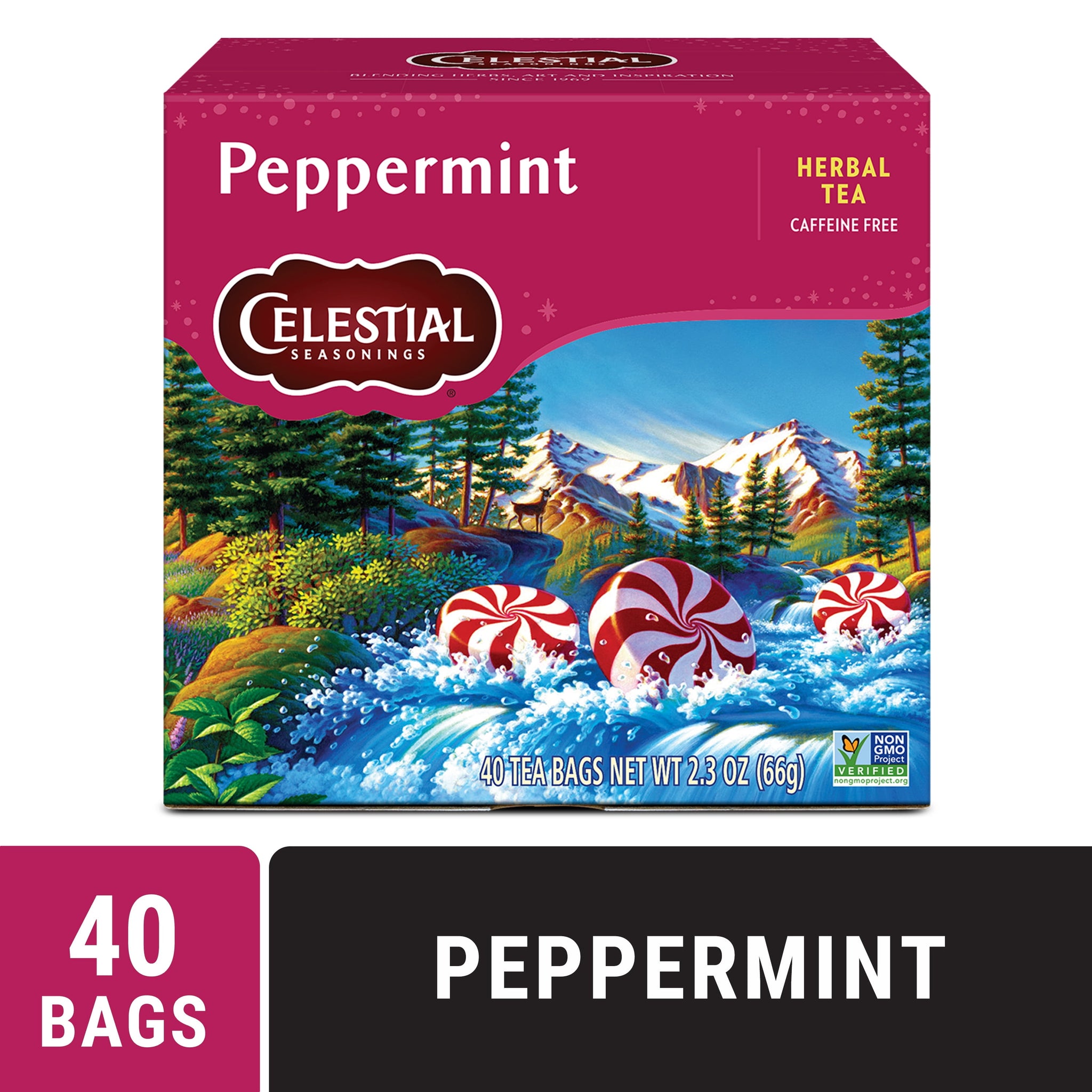 Celestial Seasonings Peppermint Caffeine-Free Herbal Tea Bags (40 Count)