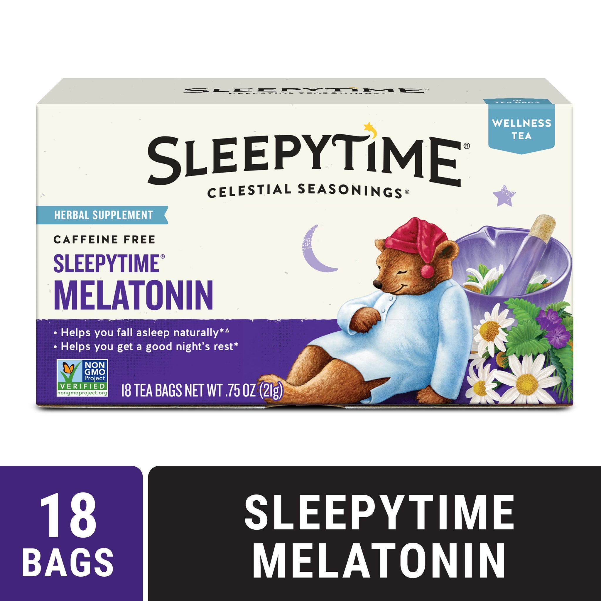 Celestial Seasonings Sleepytime Wellness Melatonin Herbal Tea Bags (18 Count)