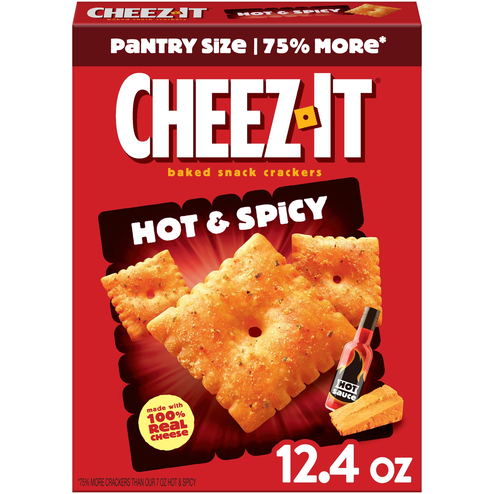 Cheez-It 12.4 Oz Hot and Spicy Cheese Crackers, Baked Snack Crackers, 12.4 Oz