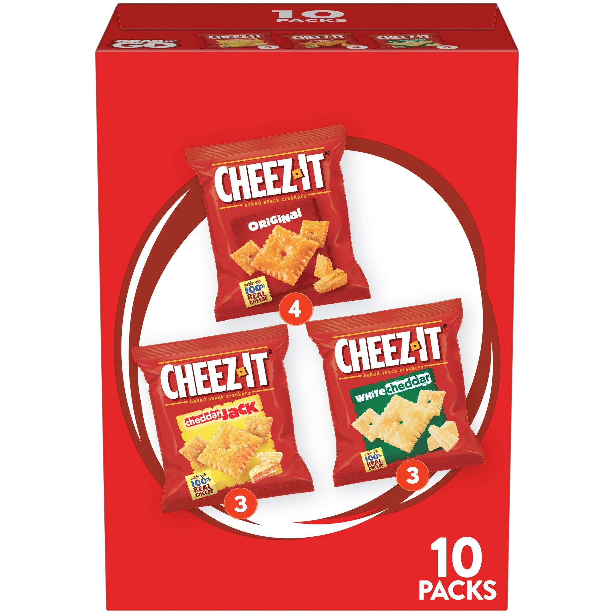 Cheez-It 10CT Variety Pack Baked Snack Crackers, Lunch Snacks, 10 Count