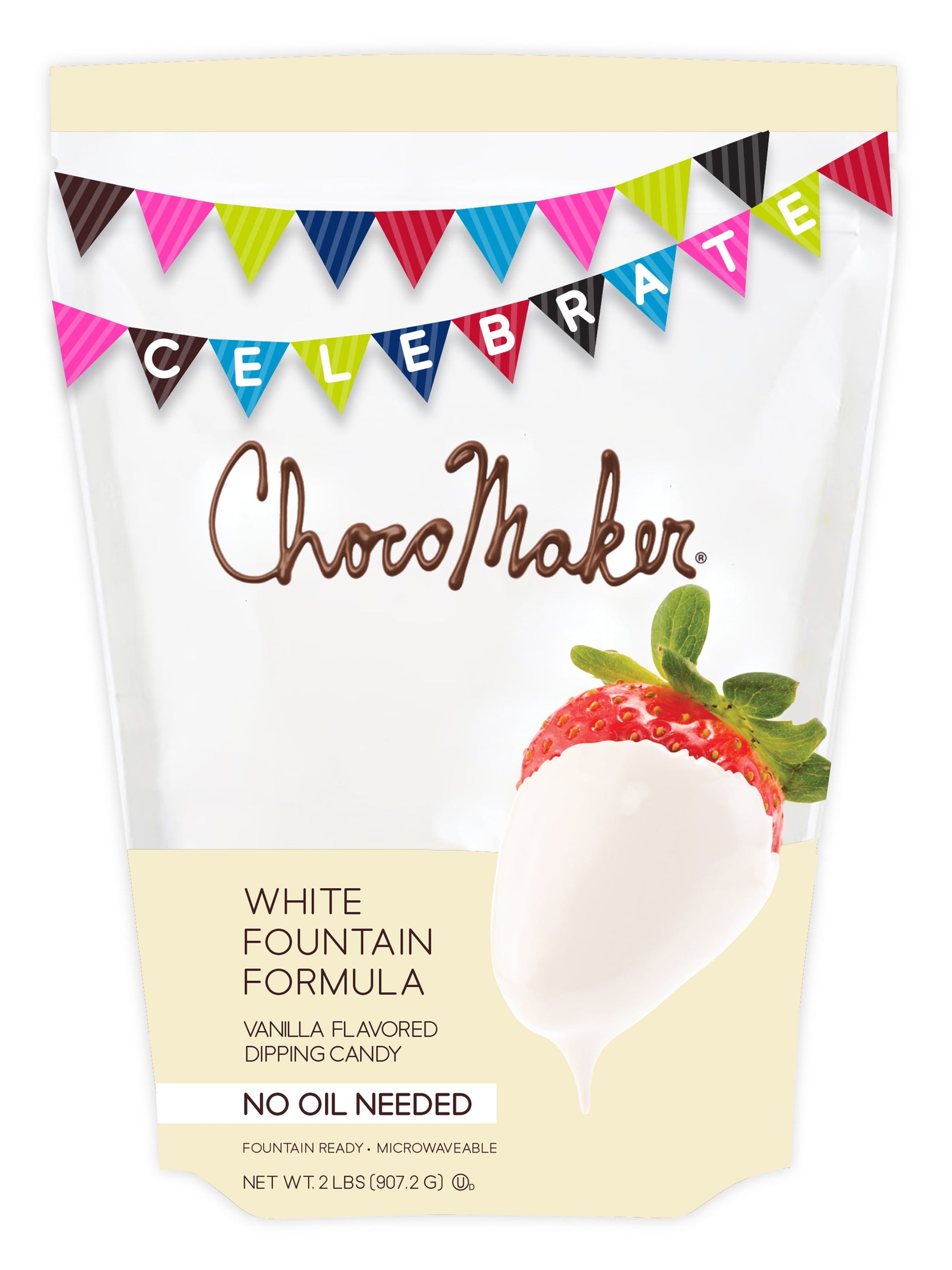 Chocomaker White Vanilla Flavored Fondue Dipping Chocolate, Fountain Formula, 2 Lb., Gluten Free, Wheat Free
