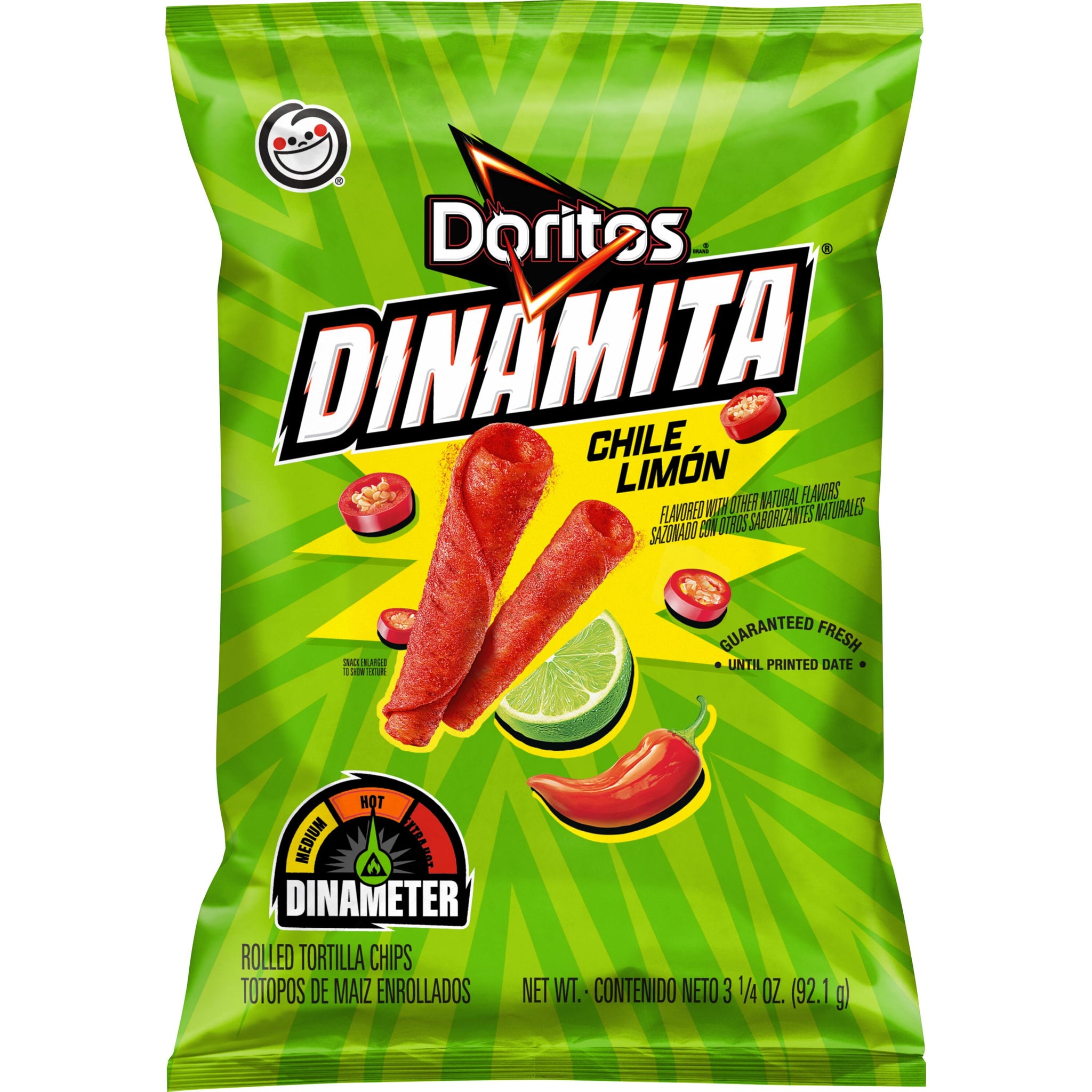 Doritos 3.24 oz Dinamita Chile Limon Tortilla Chips, 3.24 Oz Bag