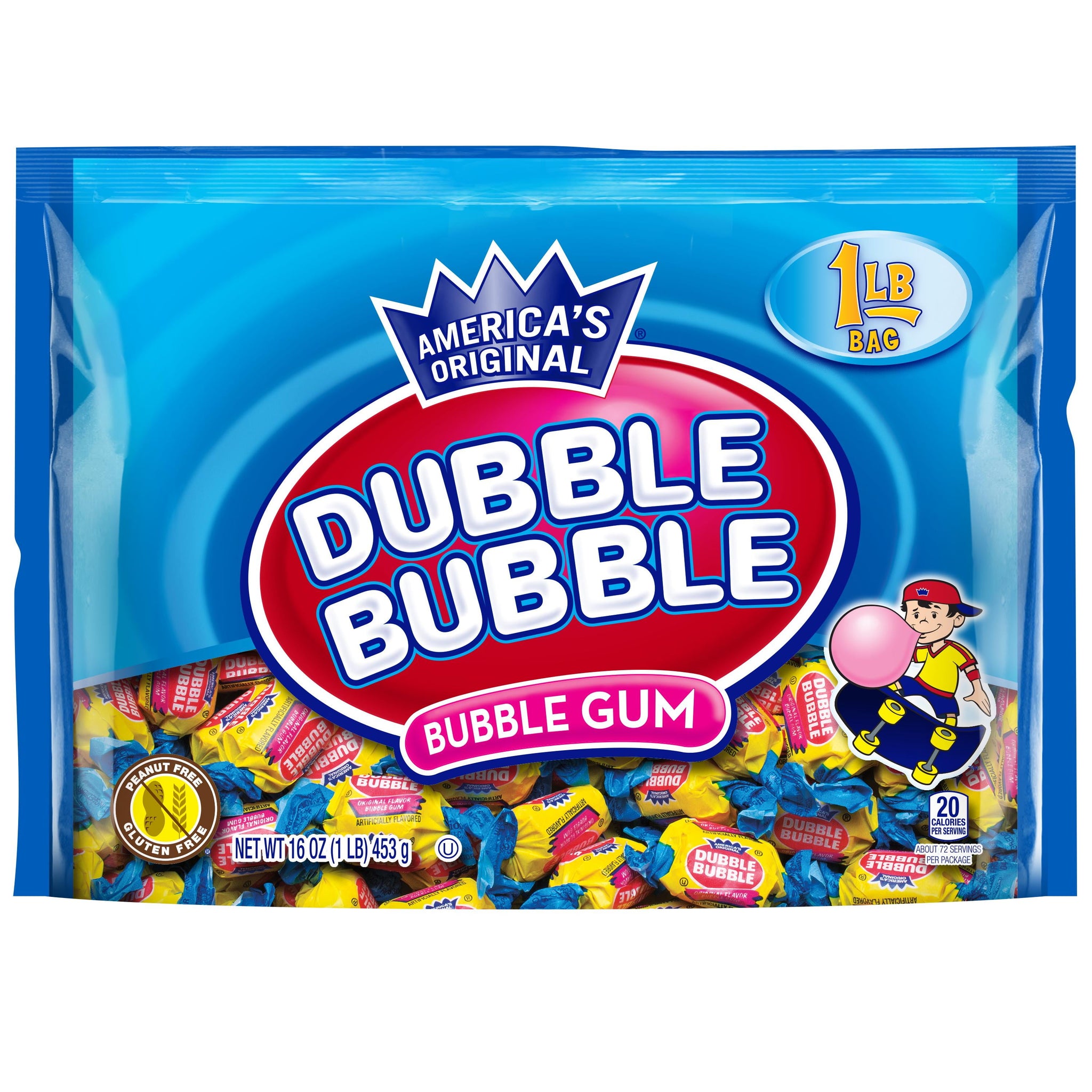 Dubble Bubble Twist Bubble Gum, Individually Wrapped Bubble Gum, Peanut Free & Gluten Free 16 Oz