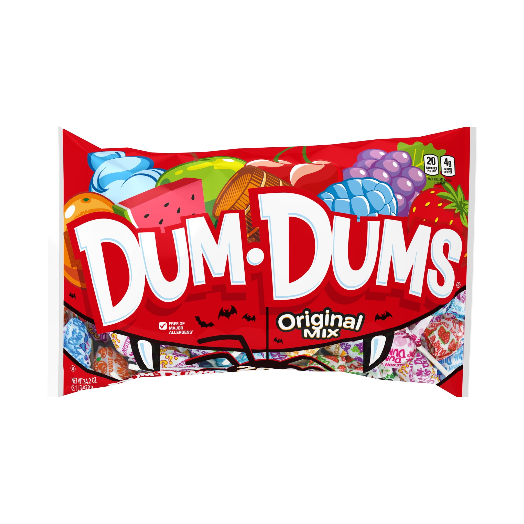 Dum Dums Original Mix Assorted Halloween Lollipops and Suckers, Hard Party Candy Bags, 200 Count