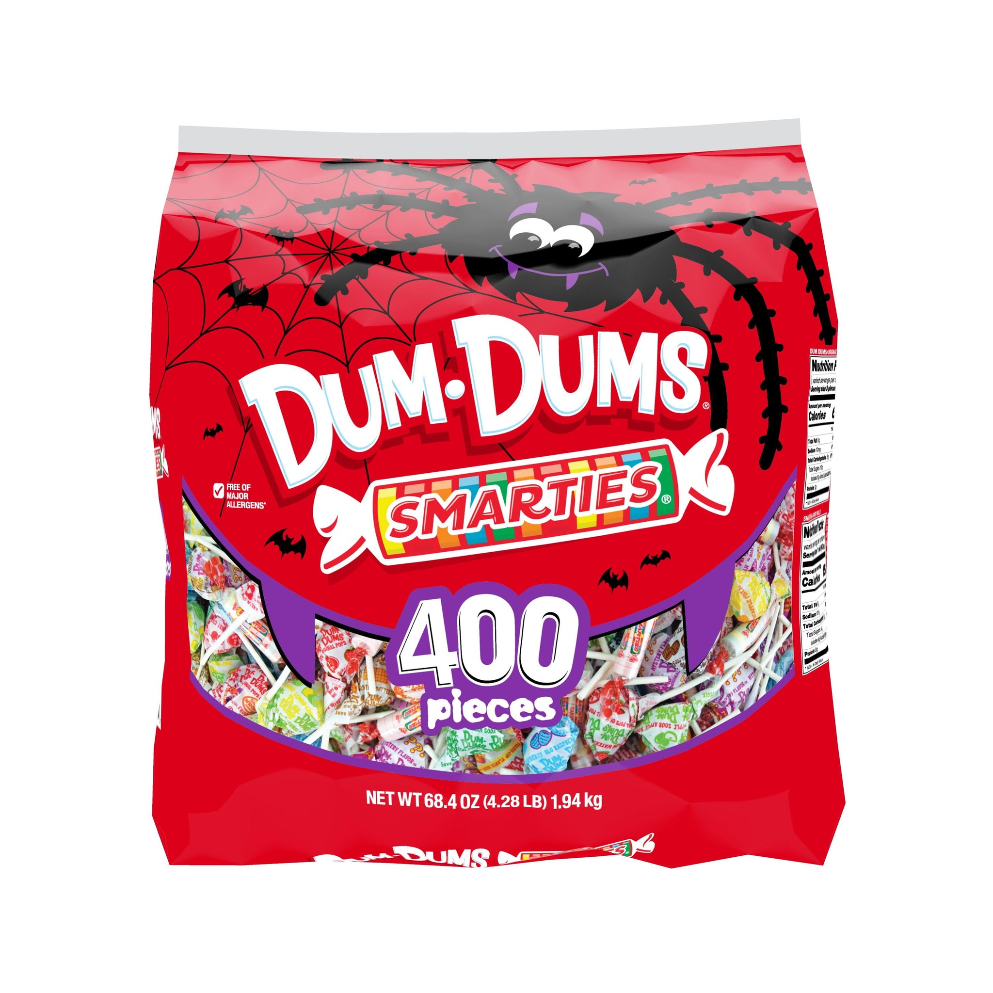 Dum Dums & Smarties Halloween Assorted Candy Mix Lollipops & Suckers, Hard Party Candy Bags, 400 Count