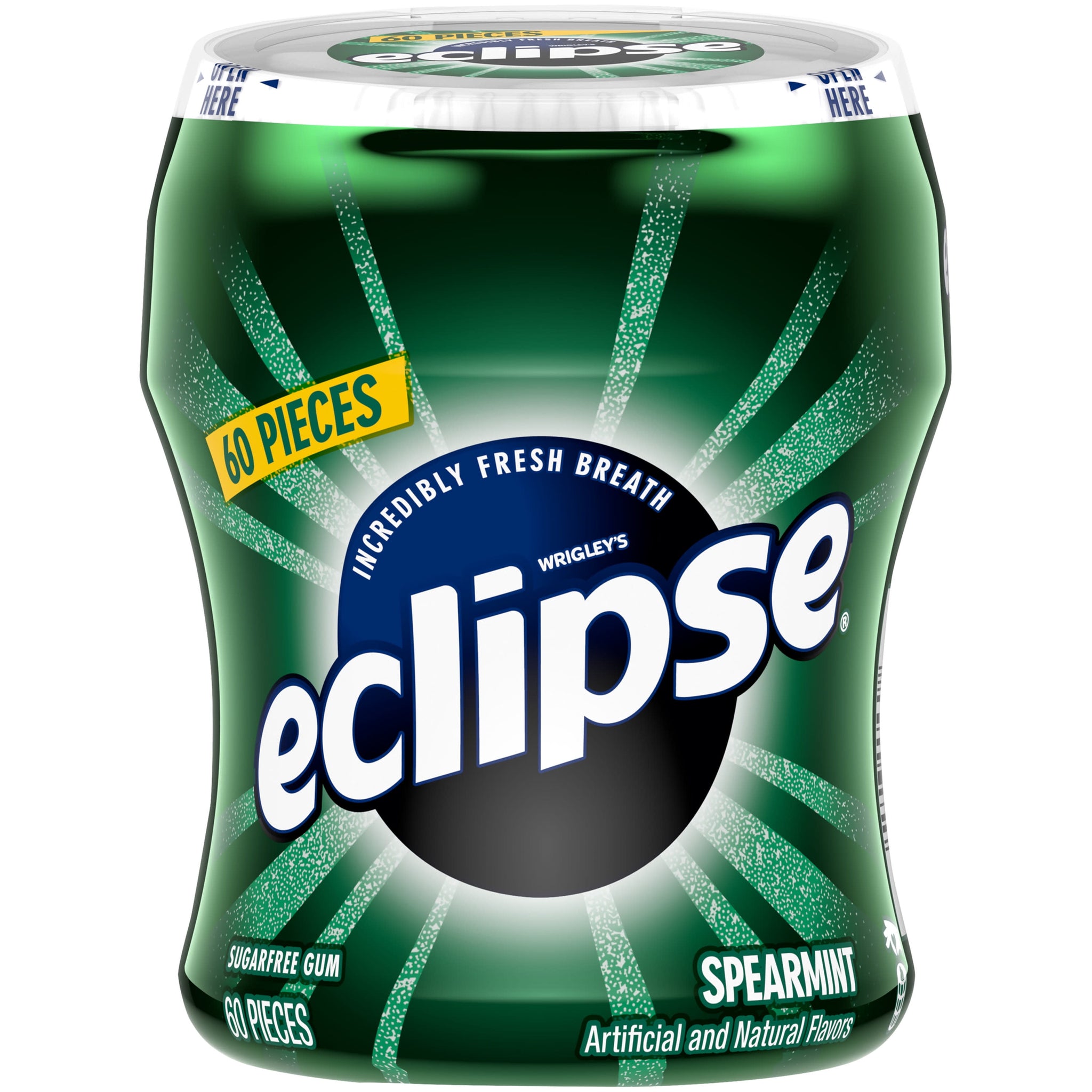 Eclipse Spearmint Sugar Free Chewing Gum Bulk Pack - 60 Pieces Bottle