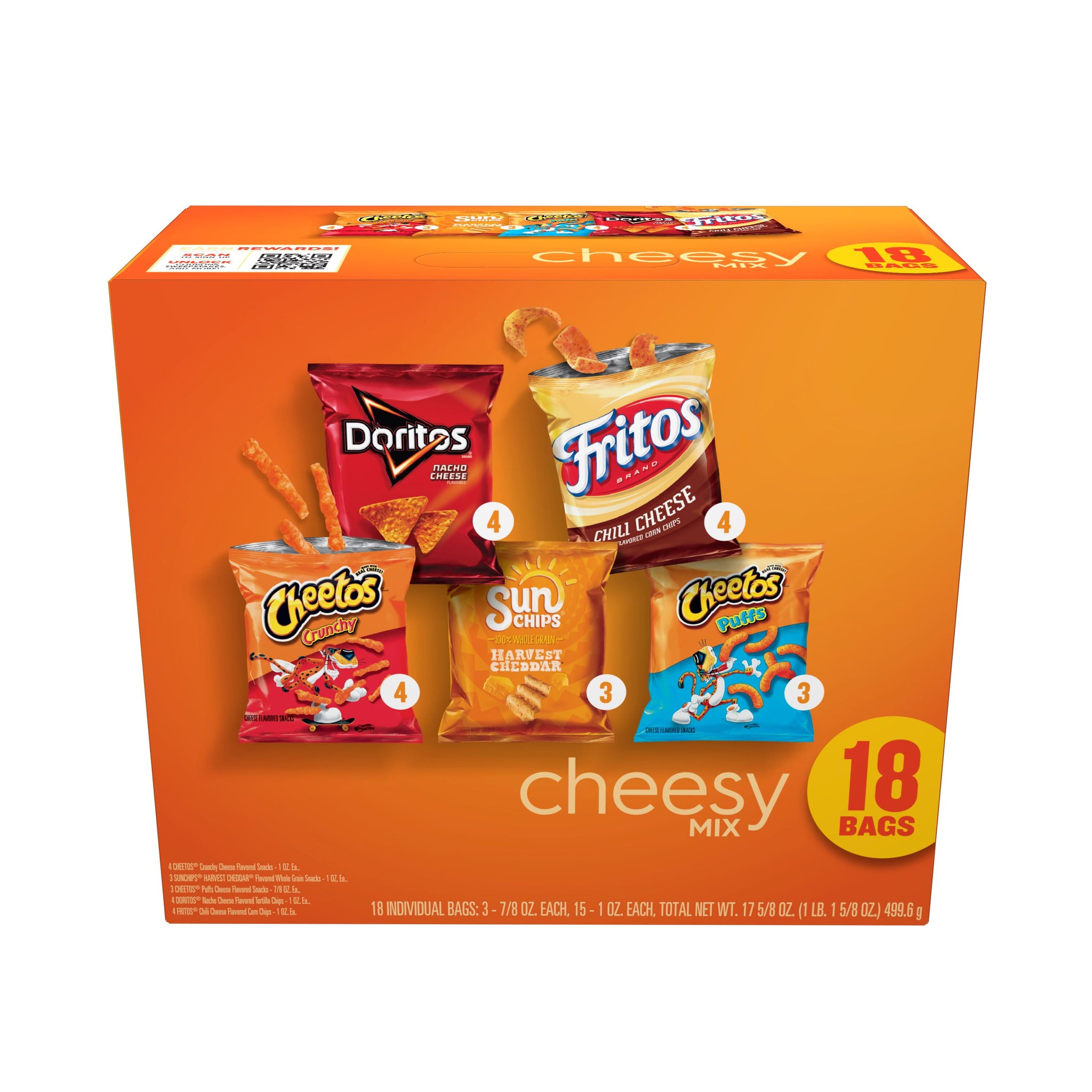 Frito-Lay 18CT Cheesy Snack Chips Variety Pack, 18 Count Multipack Box