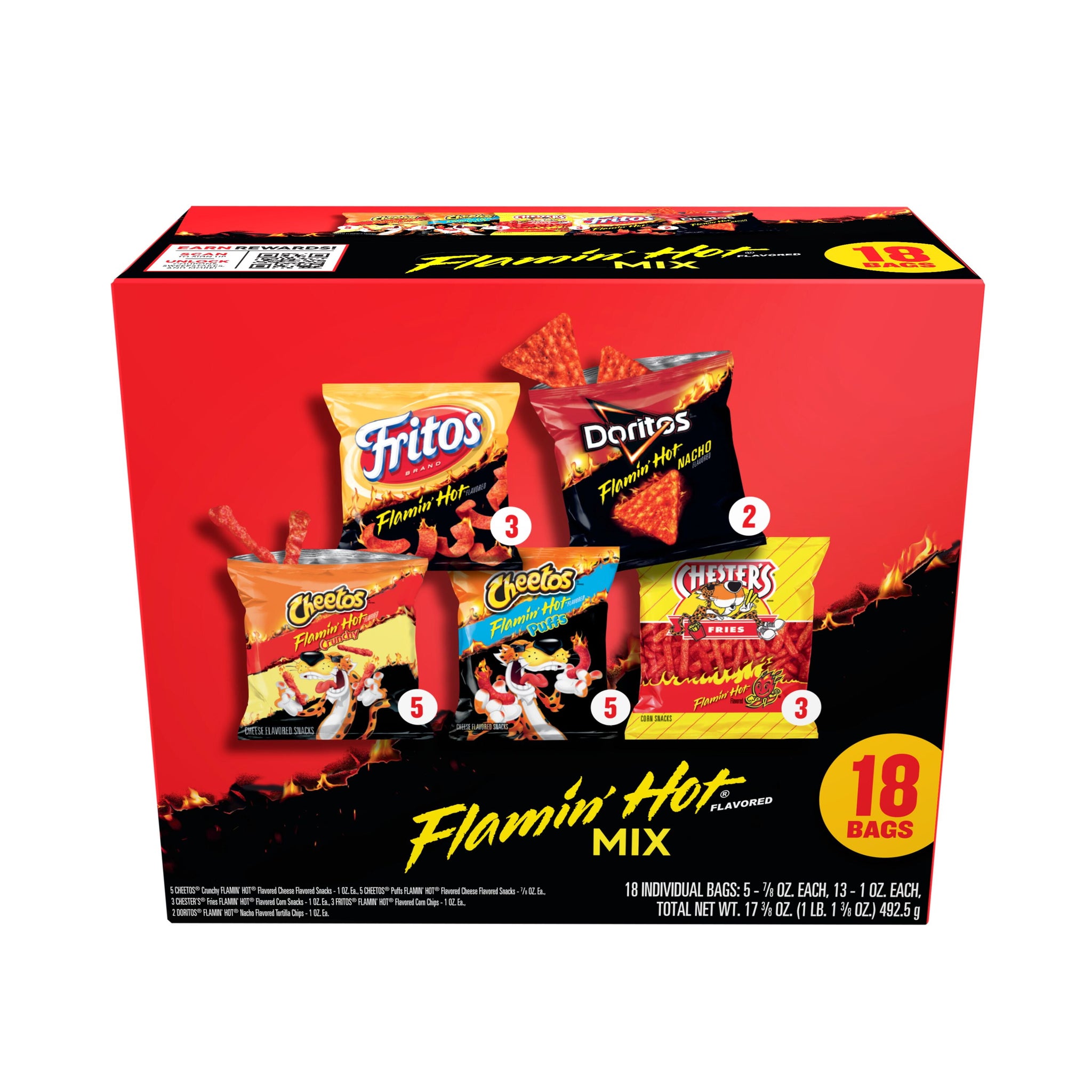 Frito-Lay 18CT Flamin' Hot Mix Variety Pack Snack Chips, 18 Count Multipack