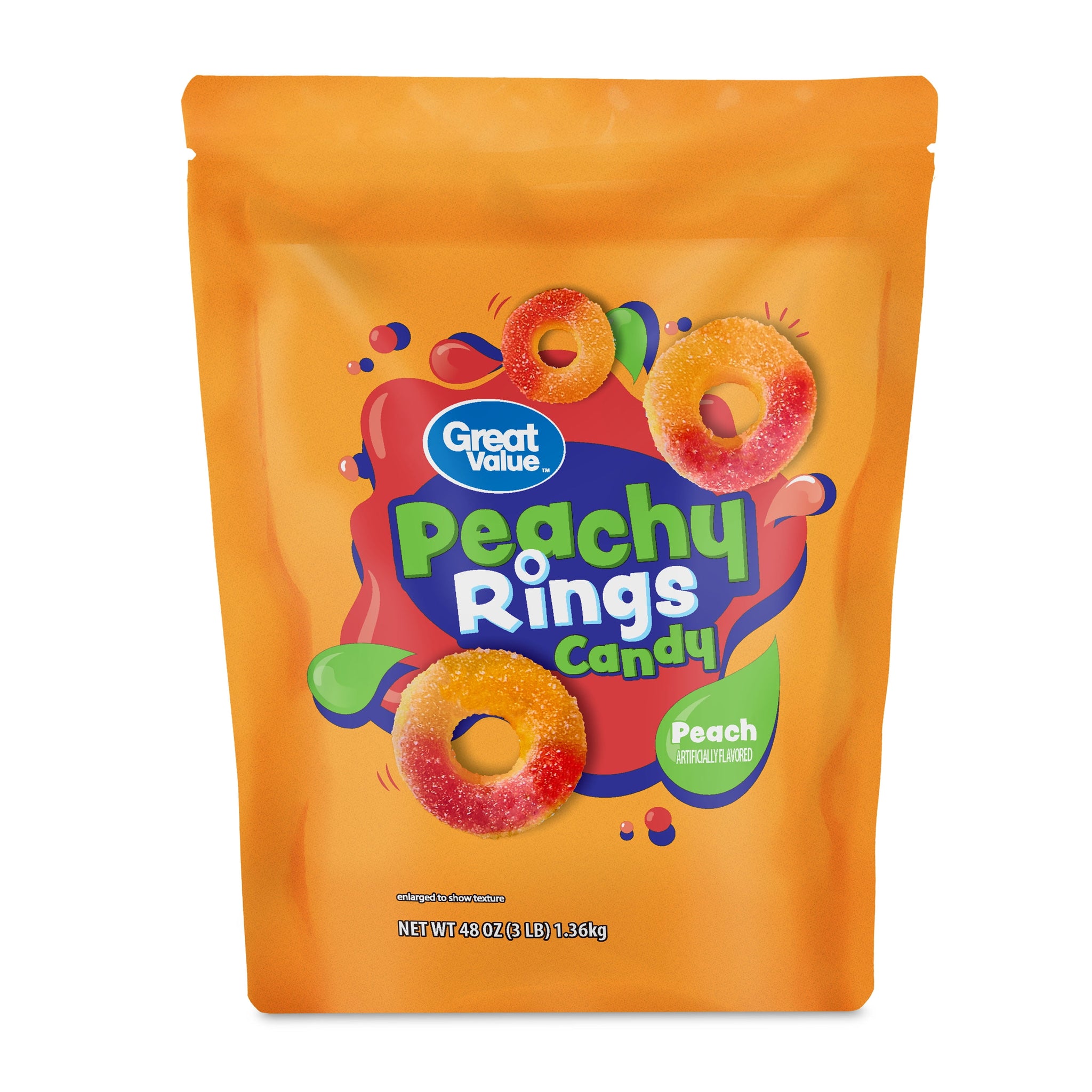 Great Value Peachy Rings Gummy Candy, 48 Oz