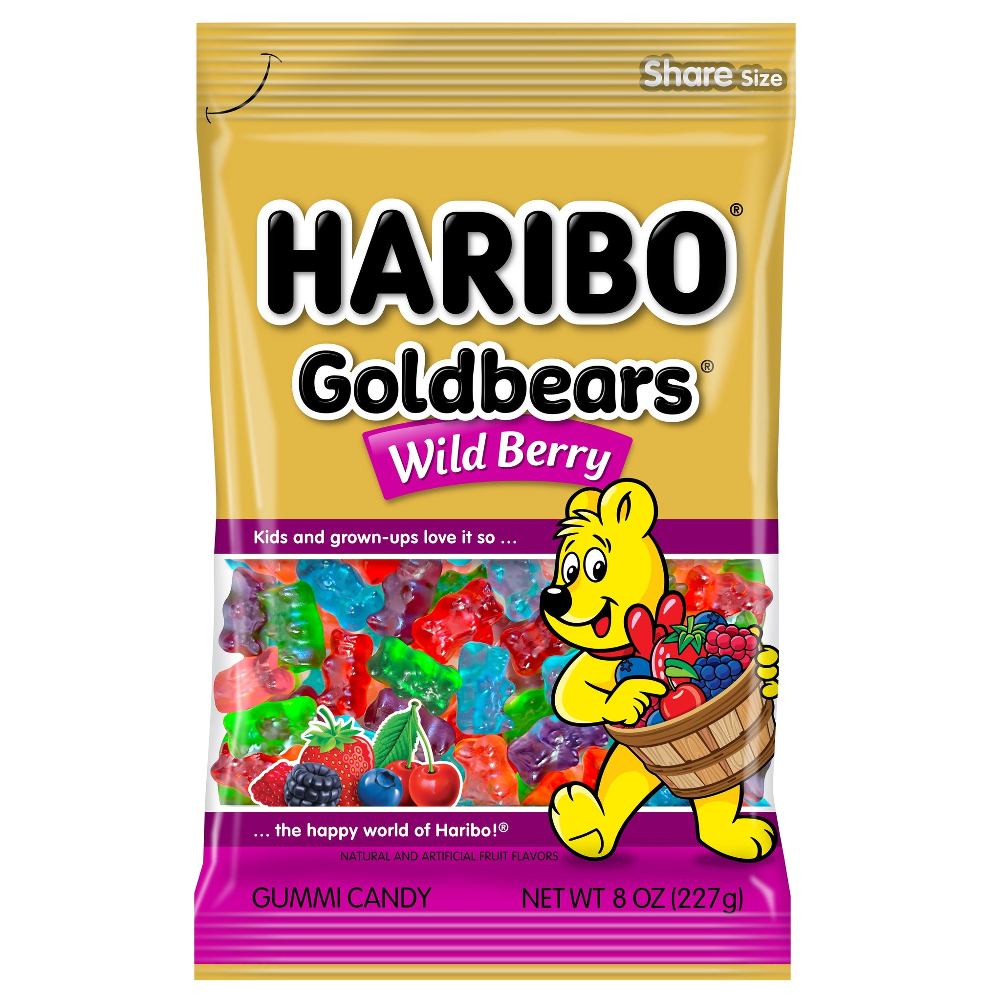 HARIBO Goldbears Gummy Bears Wild Berry Candy Gummies, 8 Oz, Share Bag