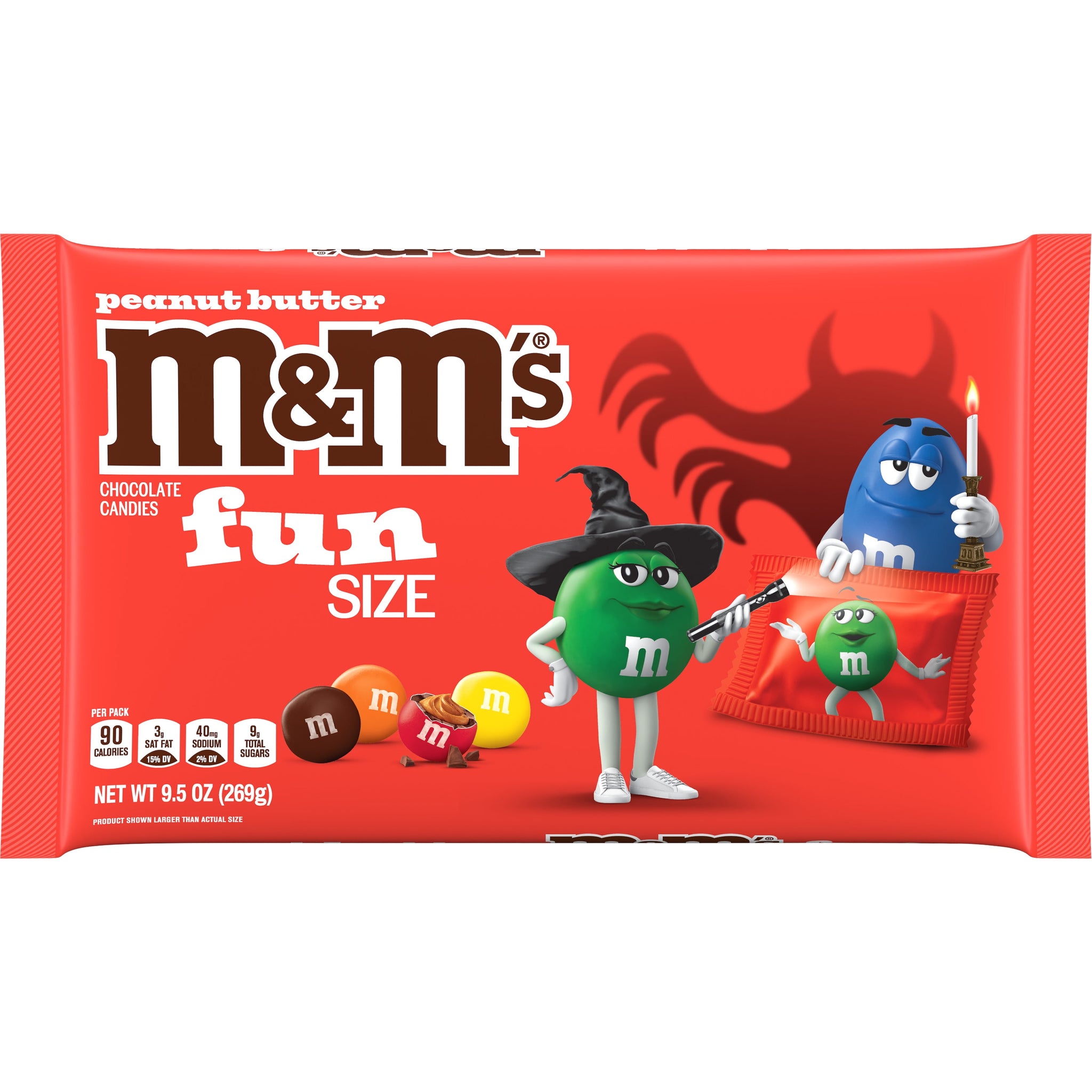 M&M'S Fun Size Peanut Butter Milk Chocolate Halloween Candy - 9.5 Oz Bag
