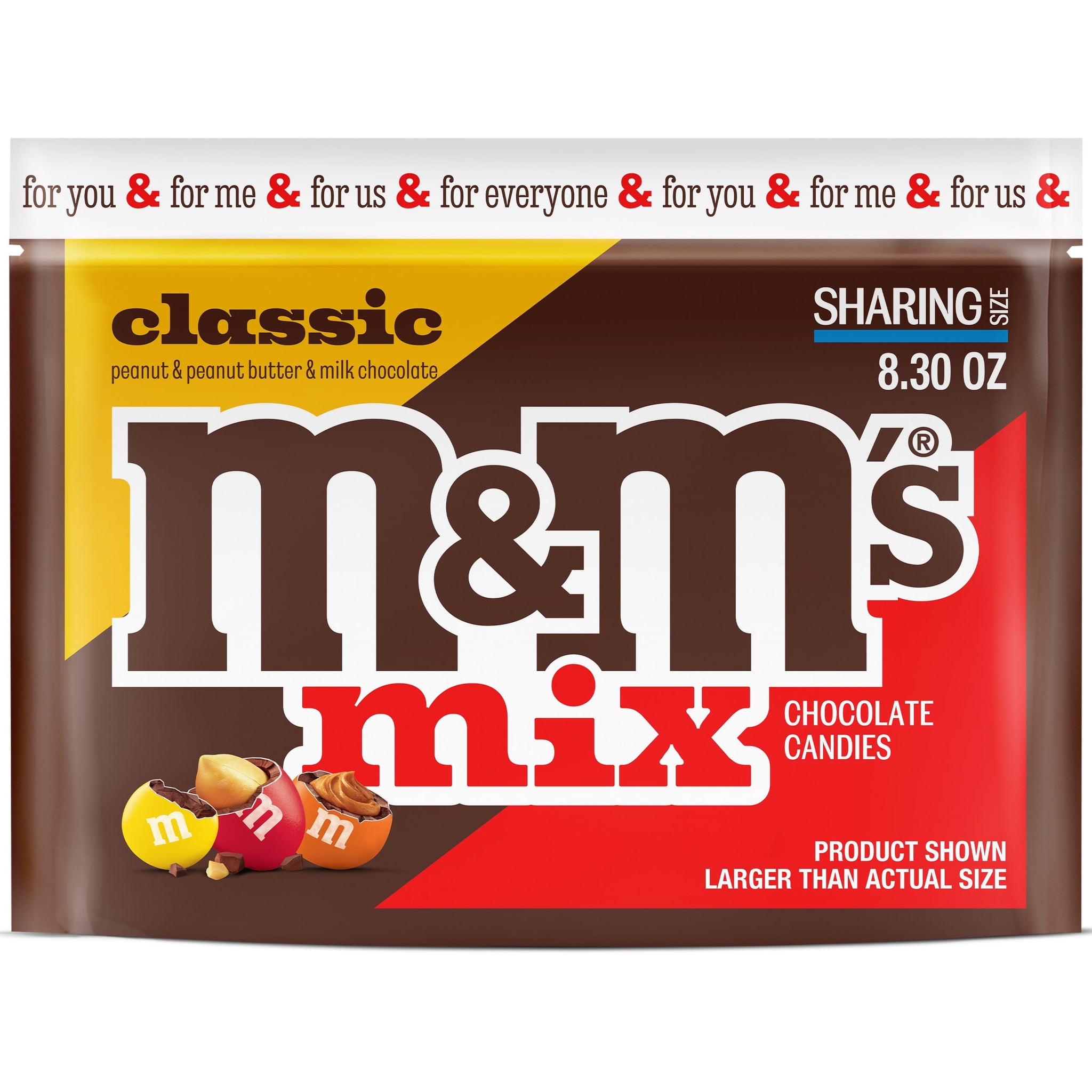 M&M'S Classic Mix Chocolate Candy, Sharing Size - 8.3 Oz Bag