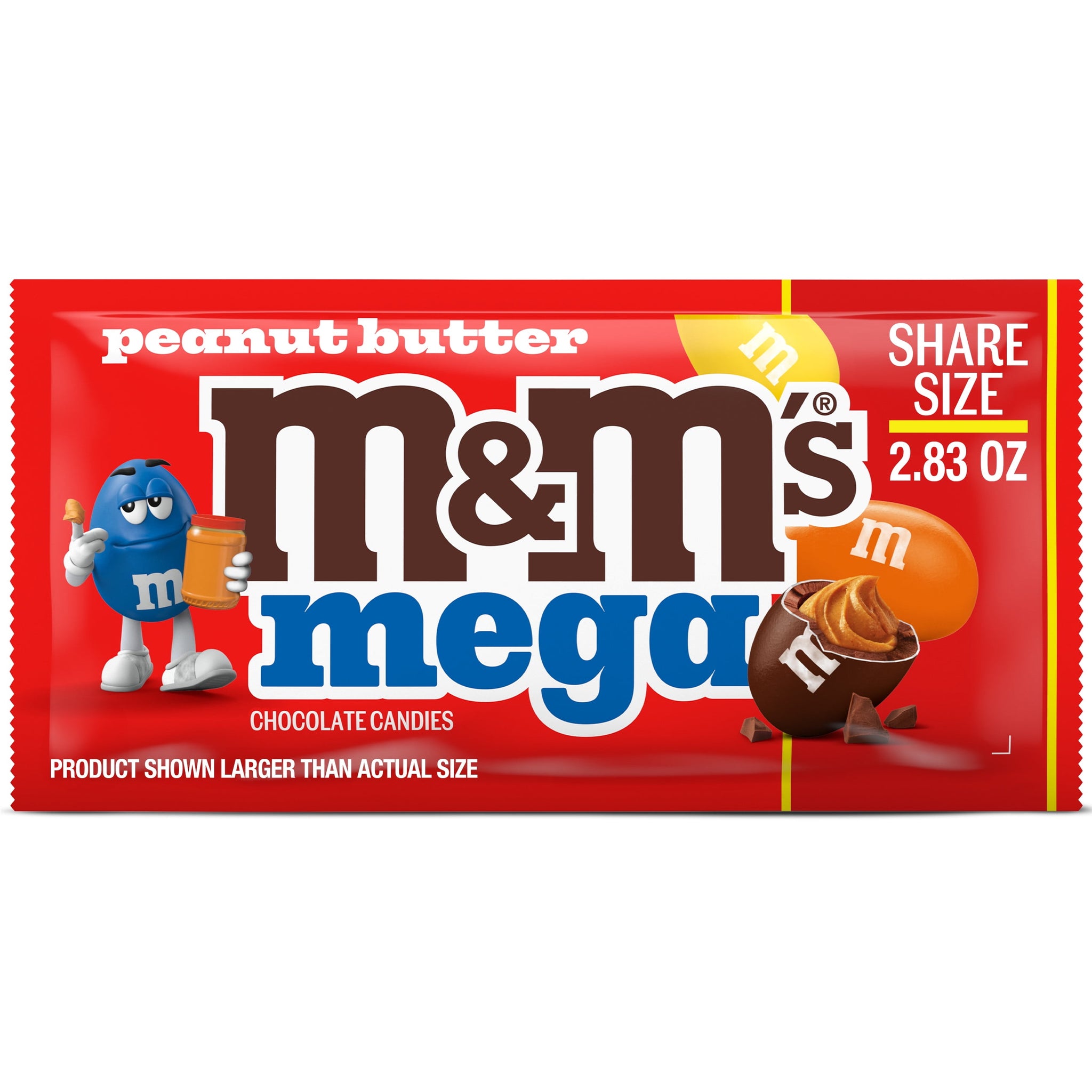 M&M'S Mega Peanut Butter Chocolate Candy, Share Size - 2.83 Oz Pack