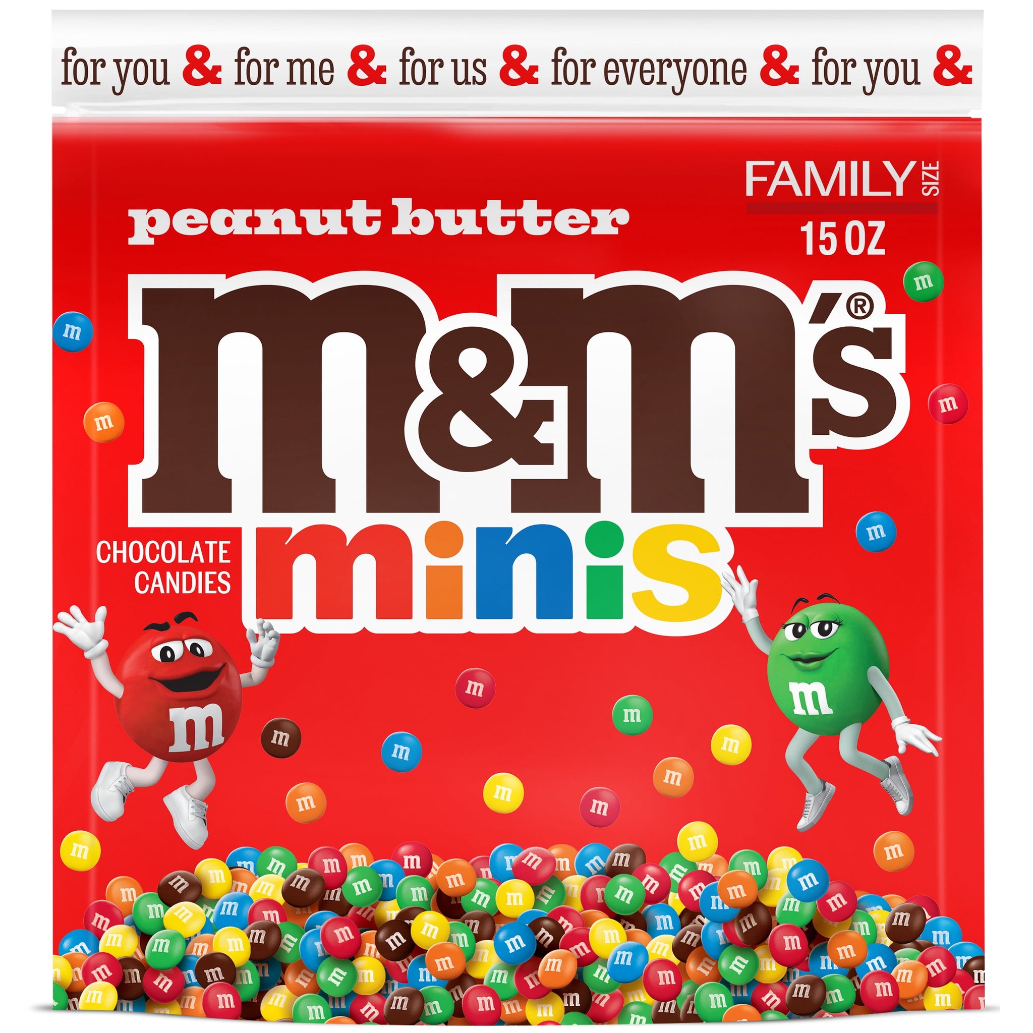 M&M'S Minis Peanut Butter Candy, Family Size - 15 Oz Bulk Resealable Bag