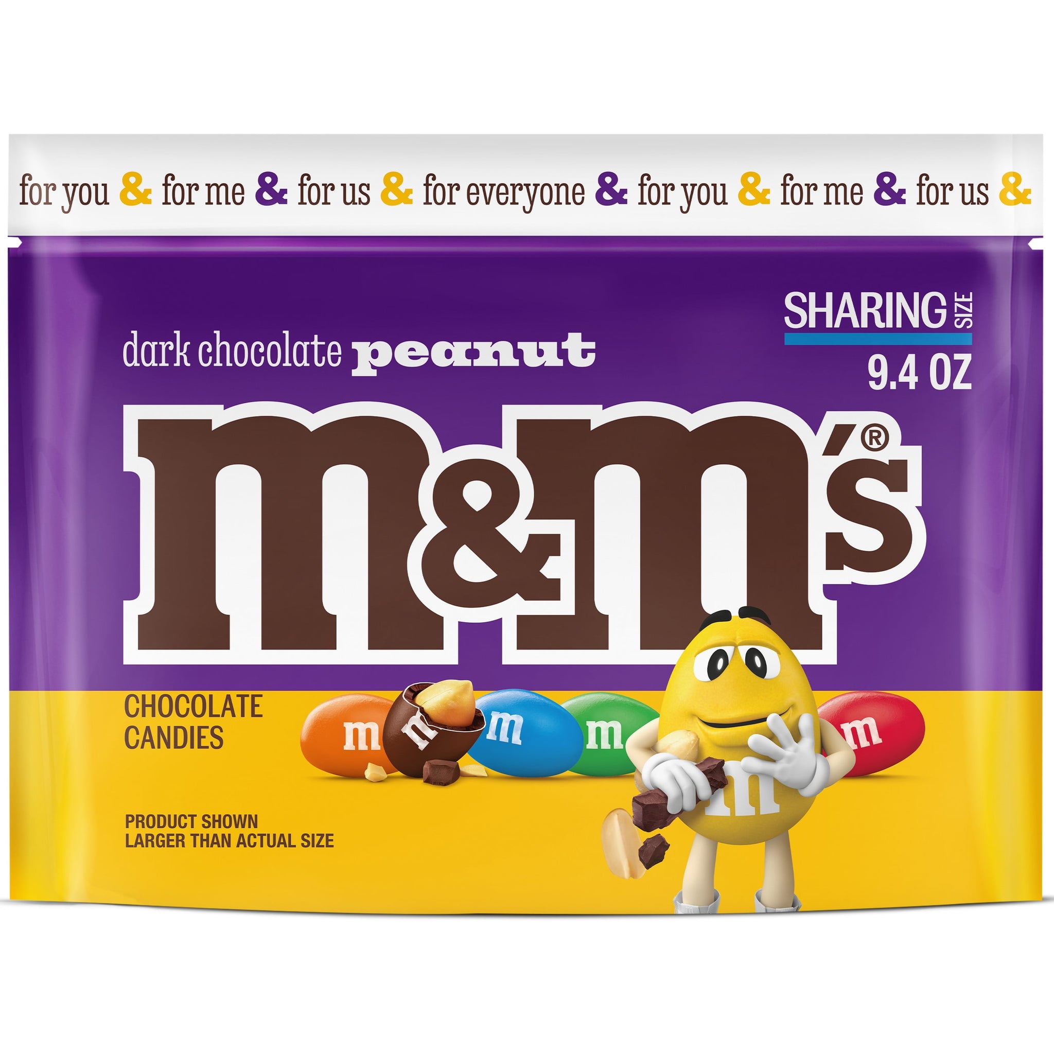 M&M'S Peanut Dark Chocolate Candy, Sharing Size - 9.4 Oz Bag