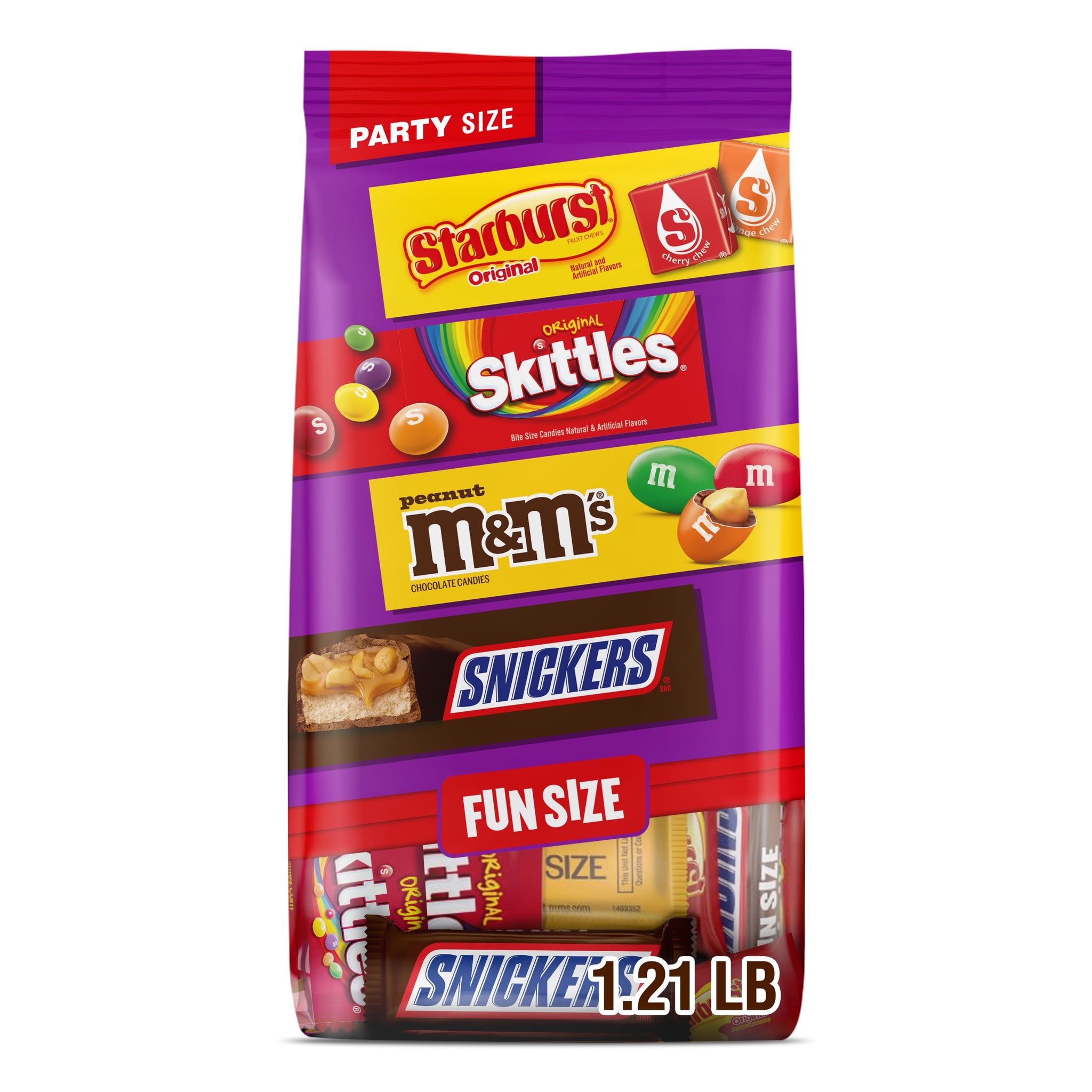 M&M'S, Snickers, Skittles & Starburst Fun Size Candy, Party Size - 19.44 Oz Bag