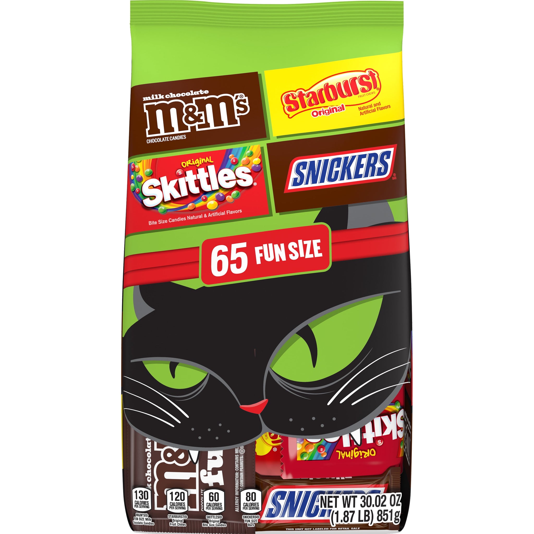 Mars Mixed M&M'S, Snickers Chocolate, Starburst, Skittles Fruit Halloween Candy - 65Ct Bag