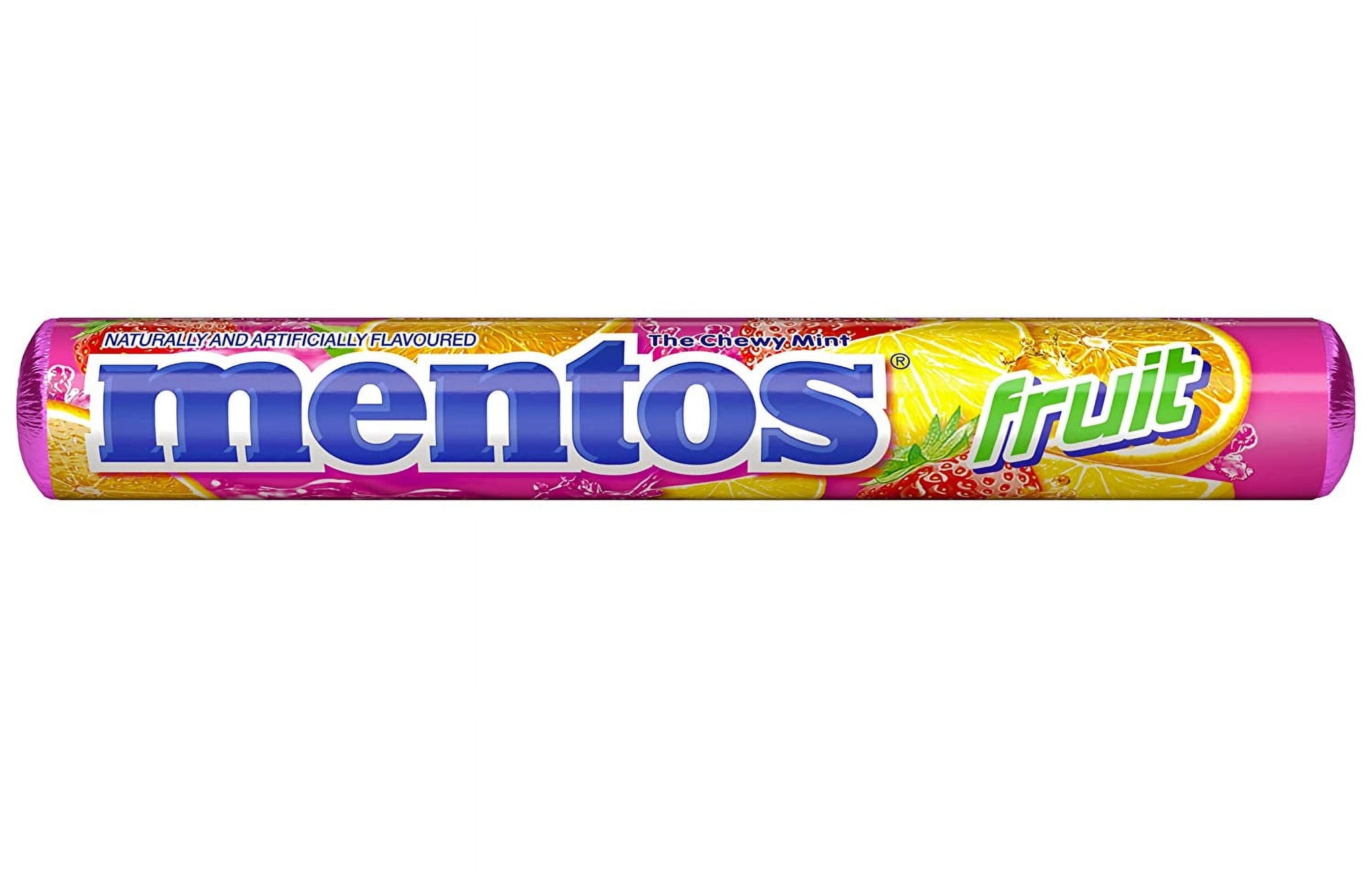 Mentos Chewy Breath Mints Candy Roll, Assorted Fruit Flavor, Nut Free, 1.32 Oz