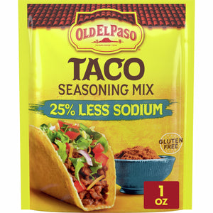 Old El Paso Taco Seasoning, 25% Less Sodium, 1 Oz.