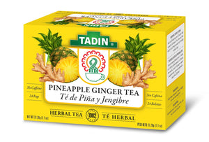 Tadin Pineapple Ginger Tea, Herbal Tea, Caffeine-Free Tea, Herbal Tea Bags, 24 Count, Pack of 1