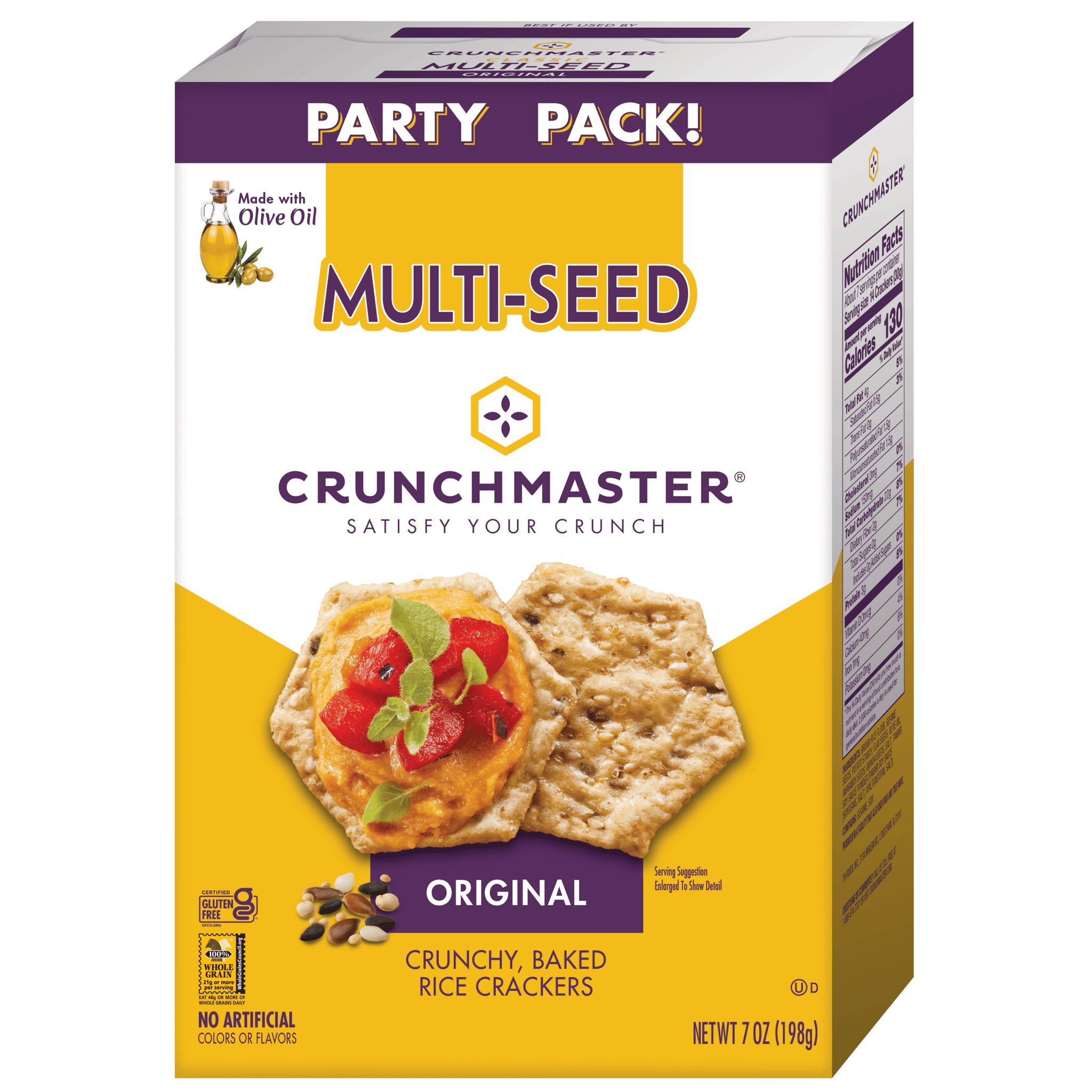 Crunchmaster 7 Oz Multi-Seed Original Gluten-Free Crackers, Party Pack, 7 Oz. Bag in Box