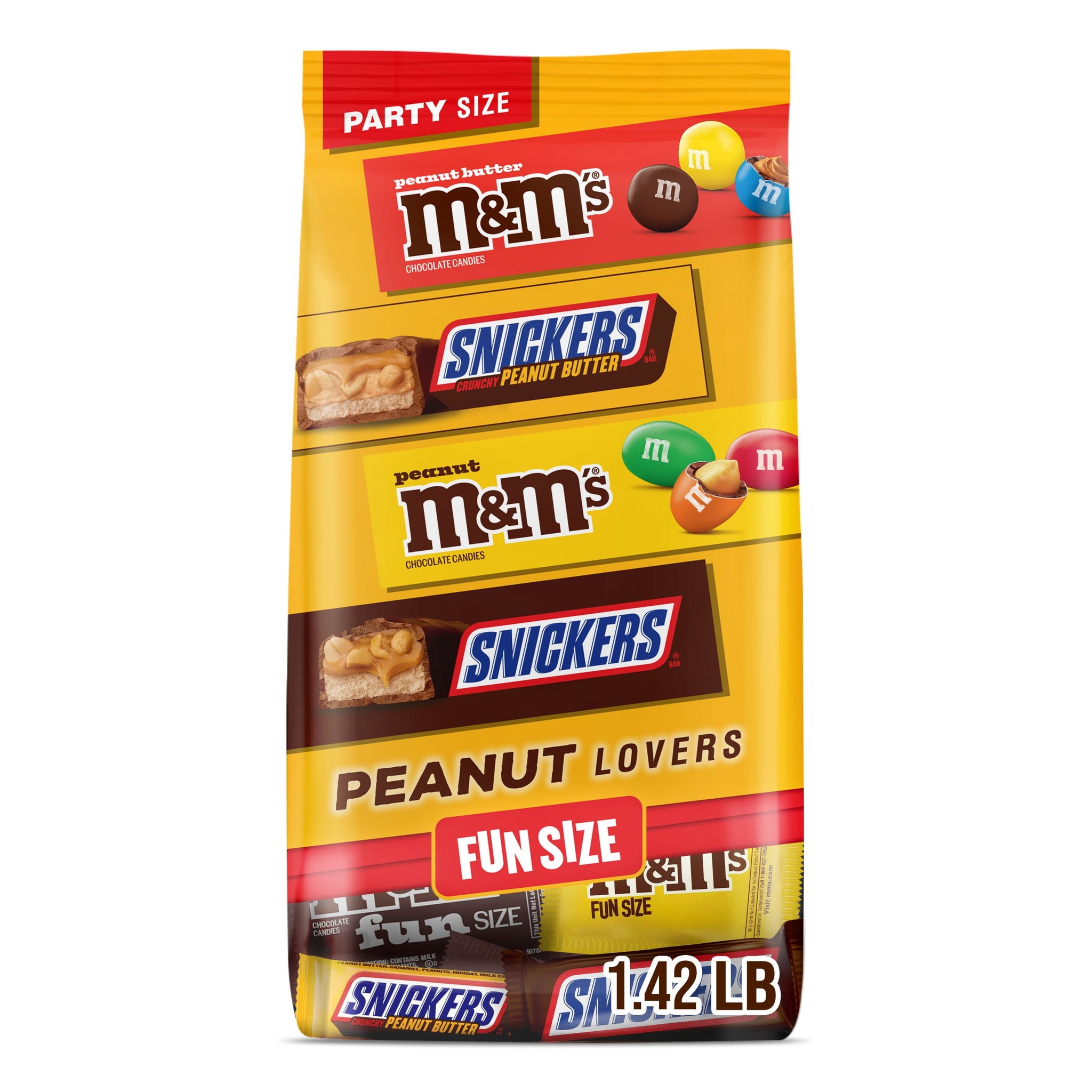 Snickers & M&M'S Fun Size Peanut Lover Chocolate Candy Variety Pack - 22.66 Oz Bulk Bag