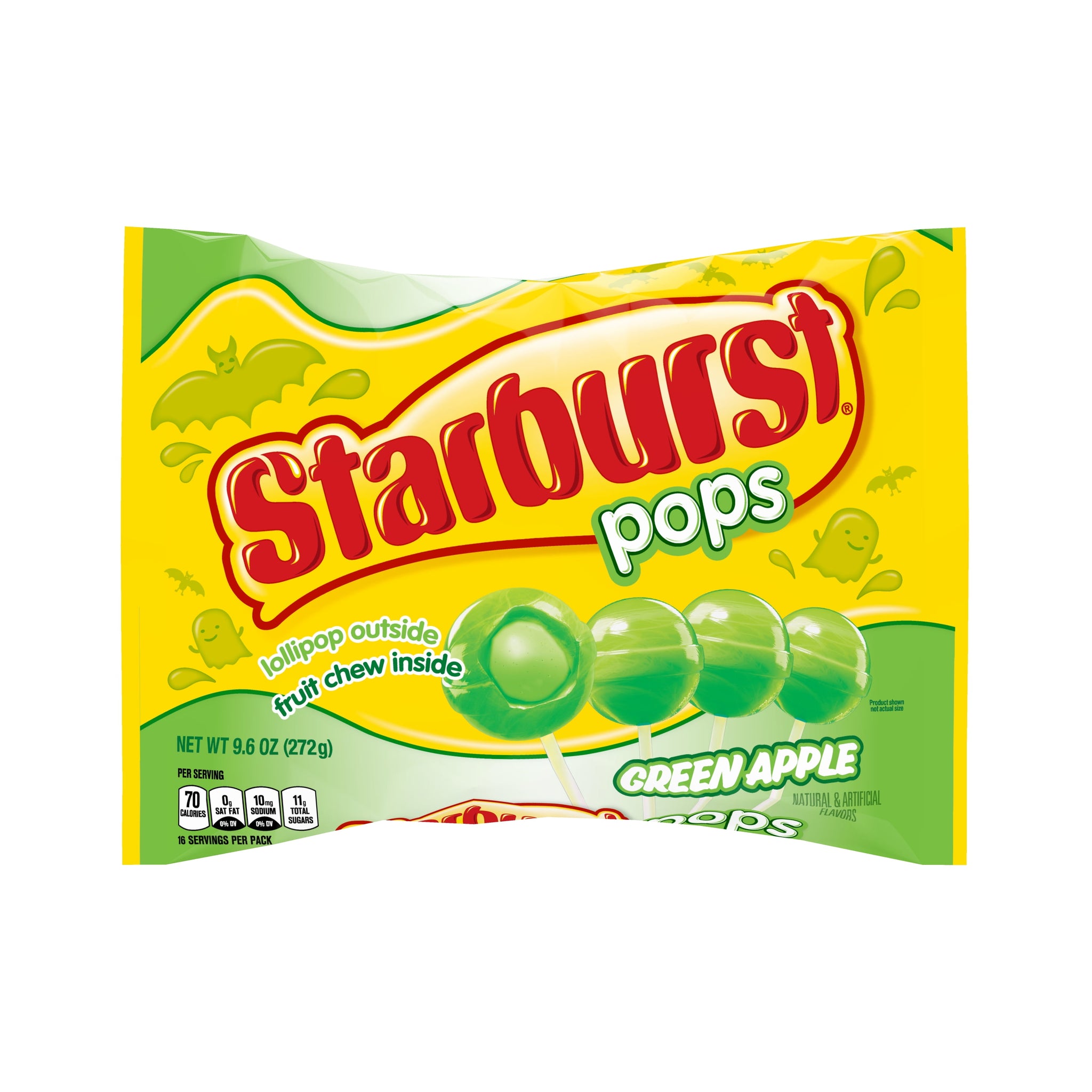 STARBURST Filled Green Apple Lollipops Halloween Hard Party Candy Suckers 9.6 Oz. Lay down Bag
