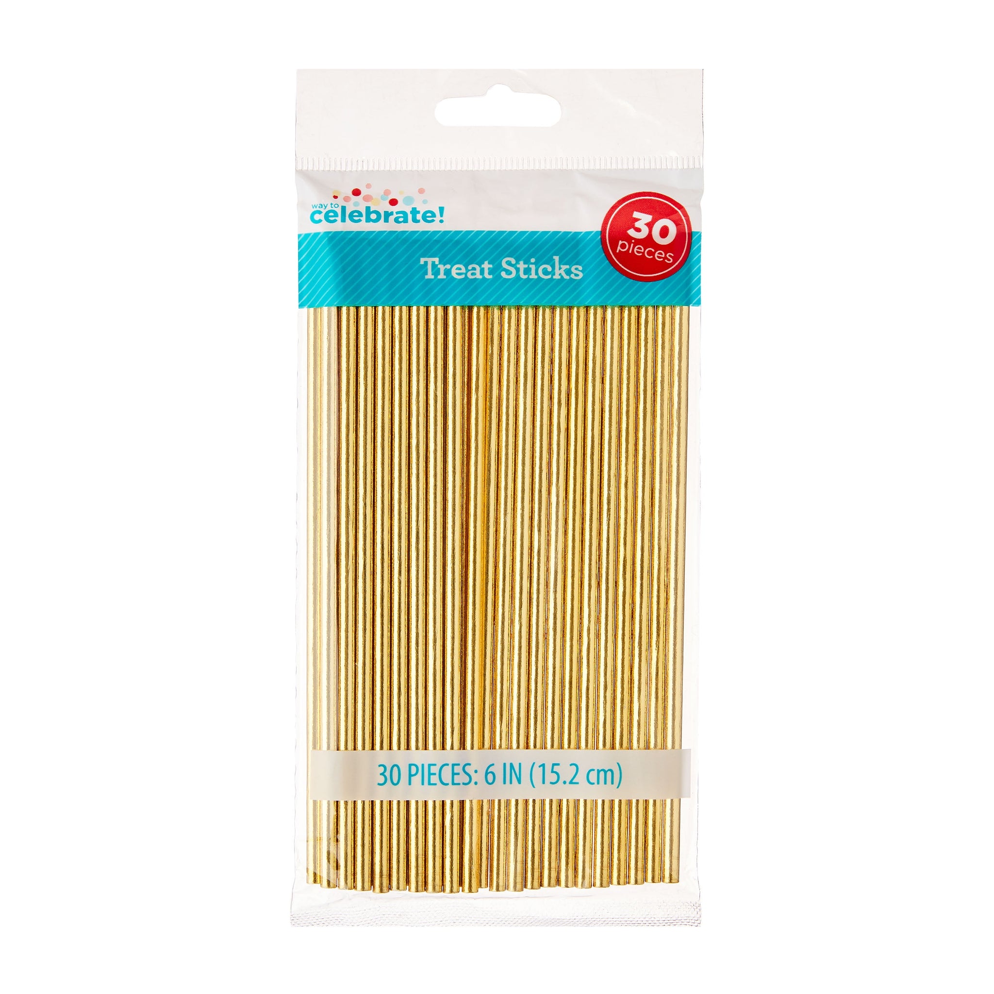 6" Gold Paper Treat Sticks, 30 Count, by Way to Celebrate