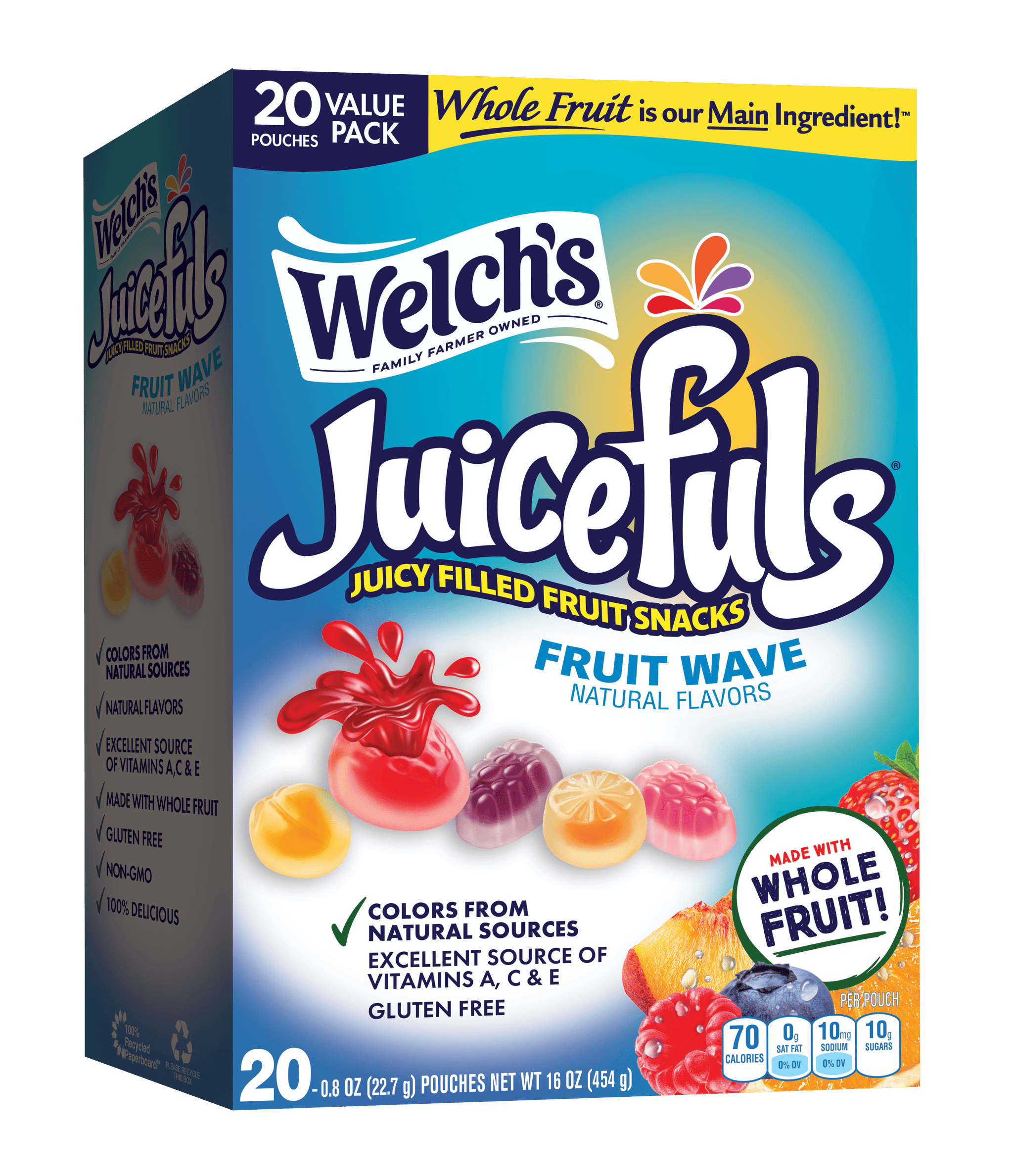 Welch'S 8 oz GF Juicefuls Wave Soft Fruit Snacks Gluten-Free Fruit Wave Soft Fruit Snacks for Stocking Stuffers, .8 Oz, 20 Count