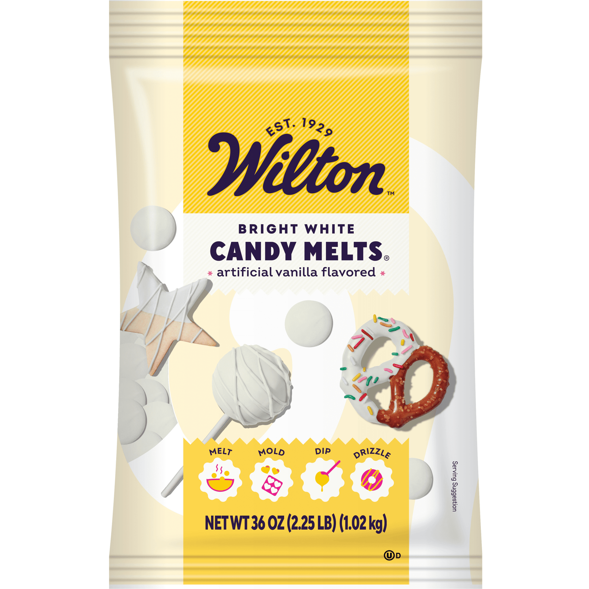 Wilton Melting Chocolate Bright White Candy Melts for Cake Pops Candy Making Chips Vanilla Flavored 36 Oz.