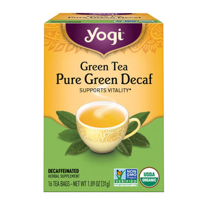 Yogi Tea Green Tea Pure Green Decaf, Wellness Tea Bags, 16 Count