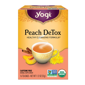 Yogi Tea Peach Detox, Caffeine-Free Organic Herbal Tea Bags, 16 Count