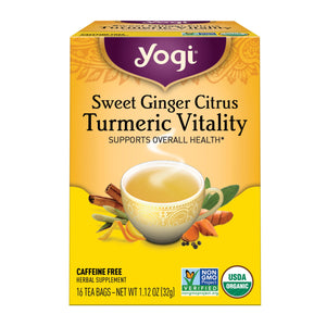 Yogi Tea Sweet Ginger Citrus Turmeric Vitality, Herbal Tea Bags, 16 Count