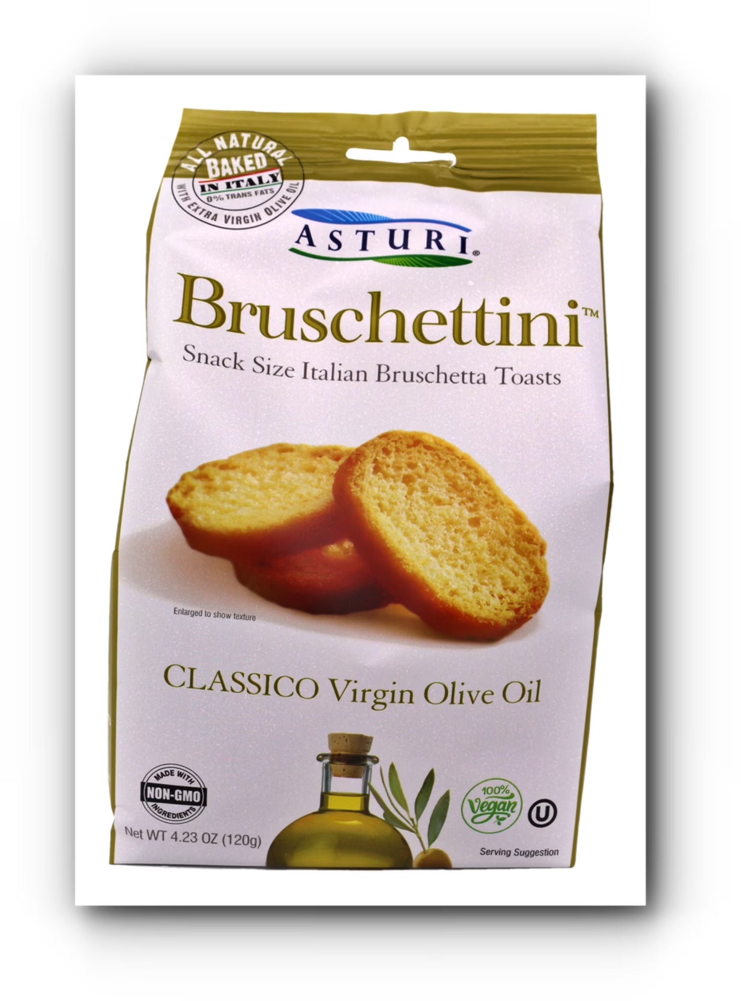 Asturi 4.23 Oz Bruschettini Classico Virgin Olive Oil Bruschetta Toasts, 4.23 Oz