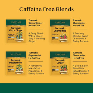 VAHDAM, Organic Turmeric Tea Variety Pack, 20 Count, Assorted Herbal Tea Sampler