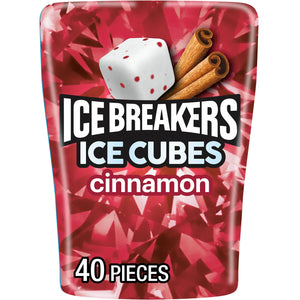 Ice Breakers Ice Cubes Cinnamon Sugar Free Chewing Gum, Bottle 3.24 Oz, 40 Pieces