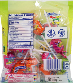 (2 Pack) Colombina Bon Bon Bum Bubble Gum Pops Sour 6Oz (Pack of 12)